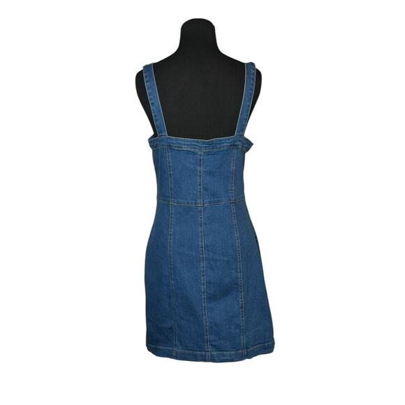 TronJori blue denim buttoned overall mini dress size Small - Picture 2 of 15